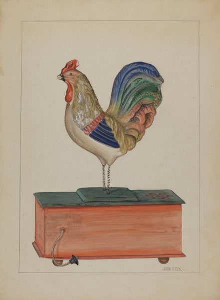 Pa. German Bellows Toy Rooster by John Fisk (American, active c. 1935), 16X12"(A3)Poster Print