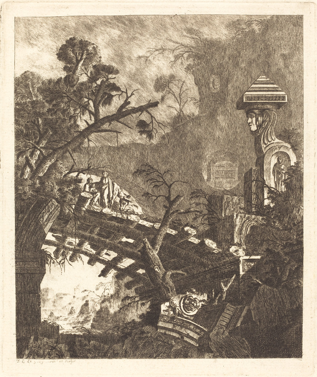 The Flight into Egypt by Jean-Laurent Legeay (French, c. 1710 - after 1788), 16X12"(A3)Poster Print