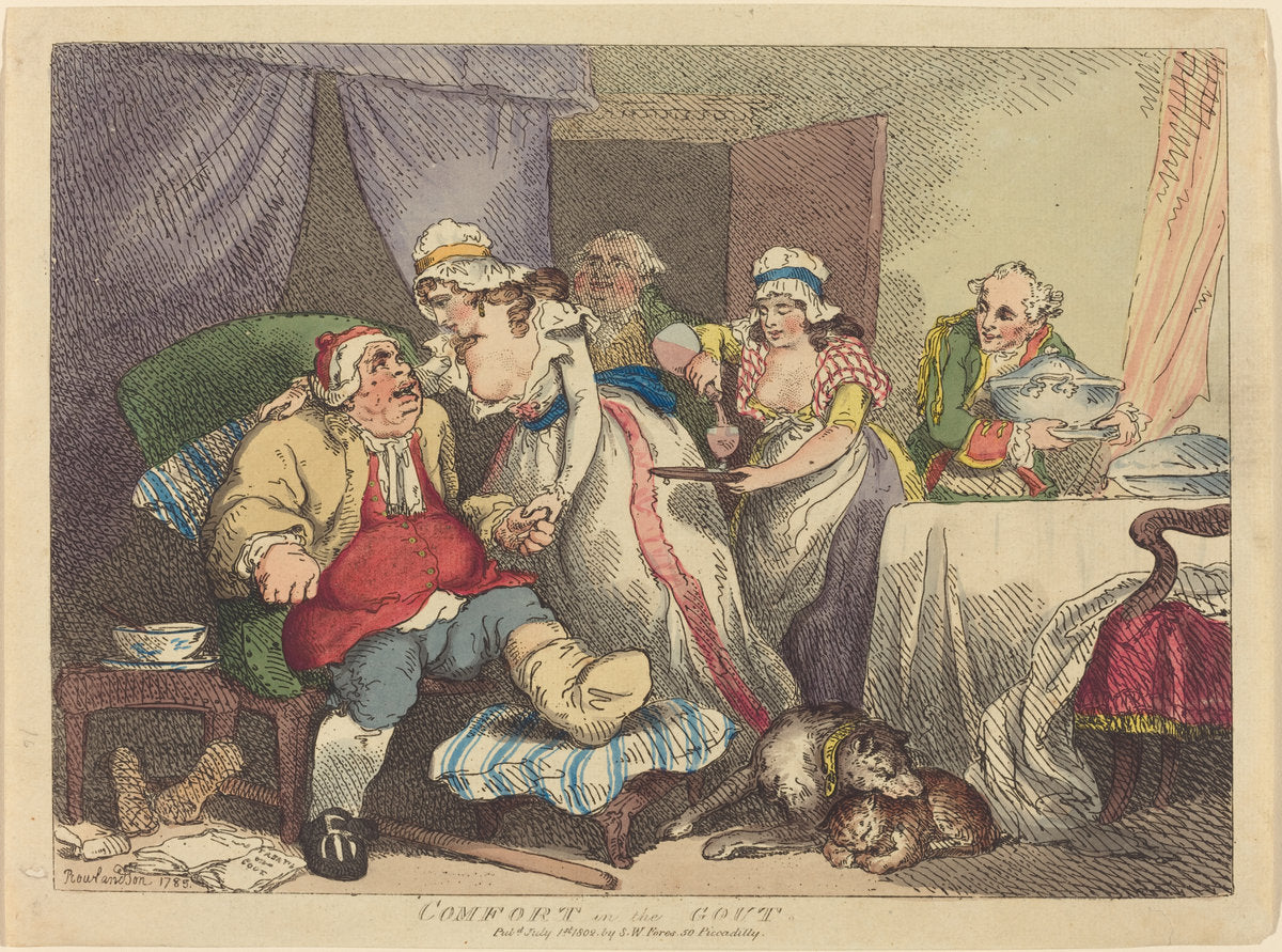 Comfort in the Gout by Thomas Rowlandson (British, 1756 - 1827), 16X12"(A3)Poster Print