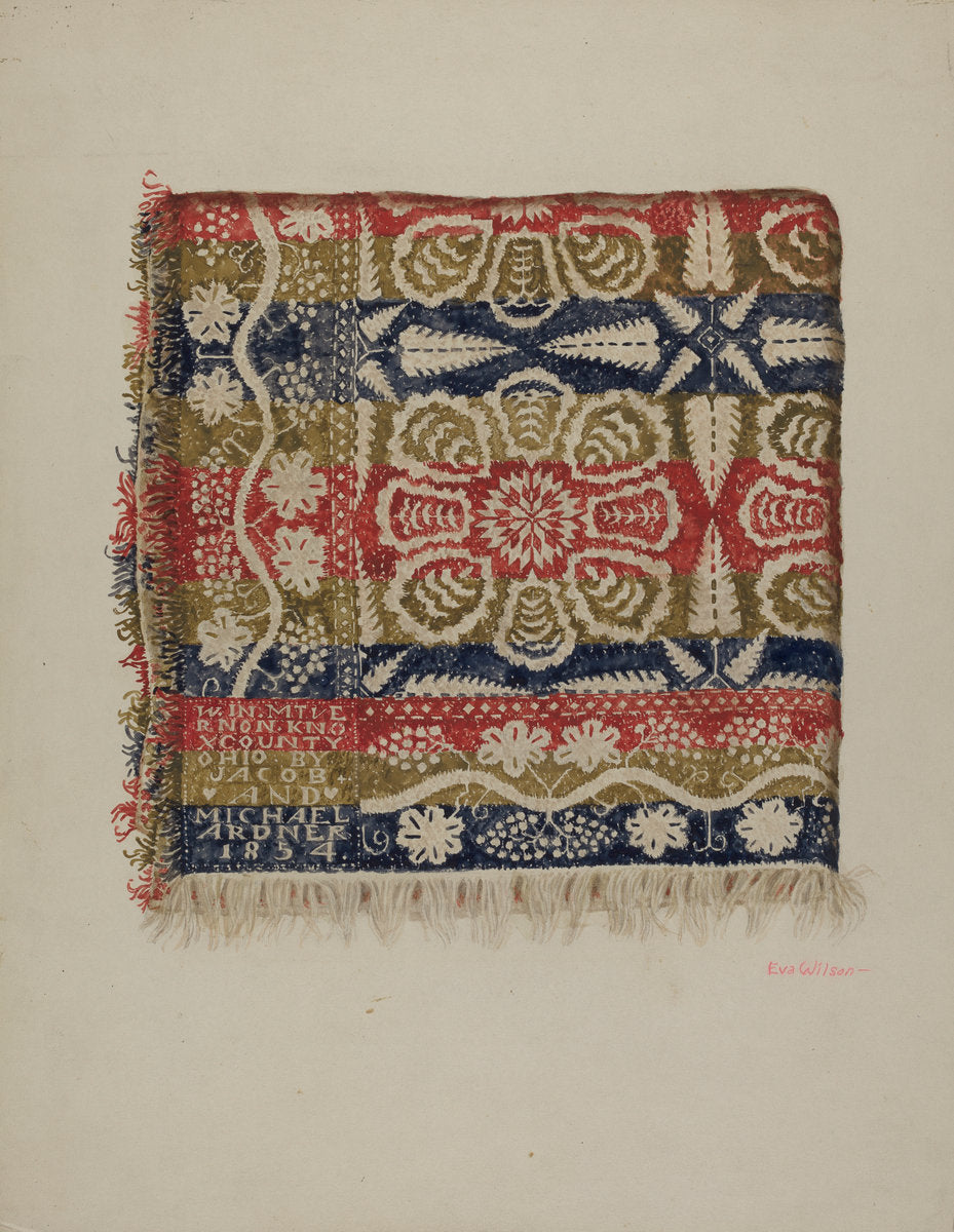 Jacquard Coverlet by Eva Wilson (American, active c. 1935), 16X12"(A3)Poster Print