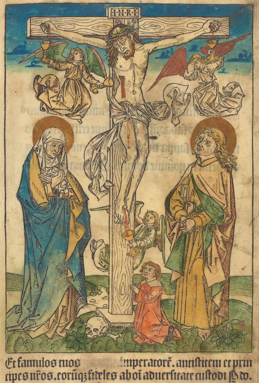 c. 1490 by German 15th Century (Christ on the Cross with Angels), 16X12"(A3)Poster Print
