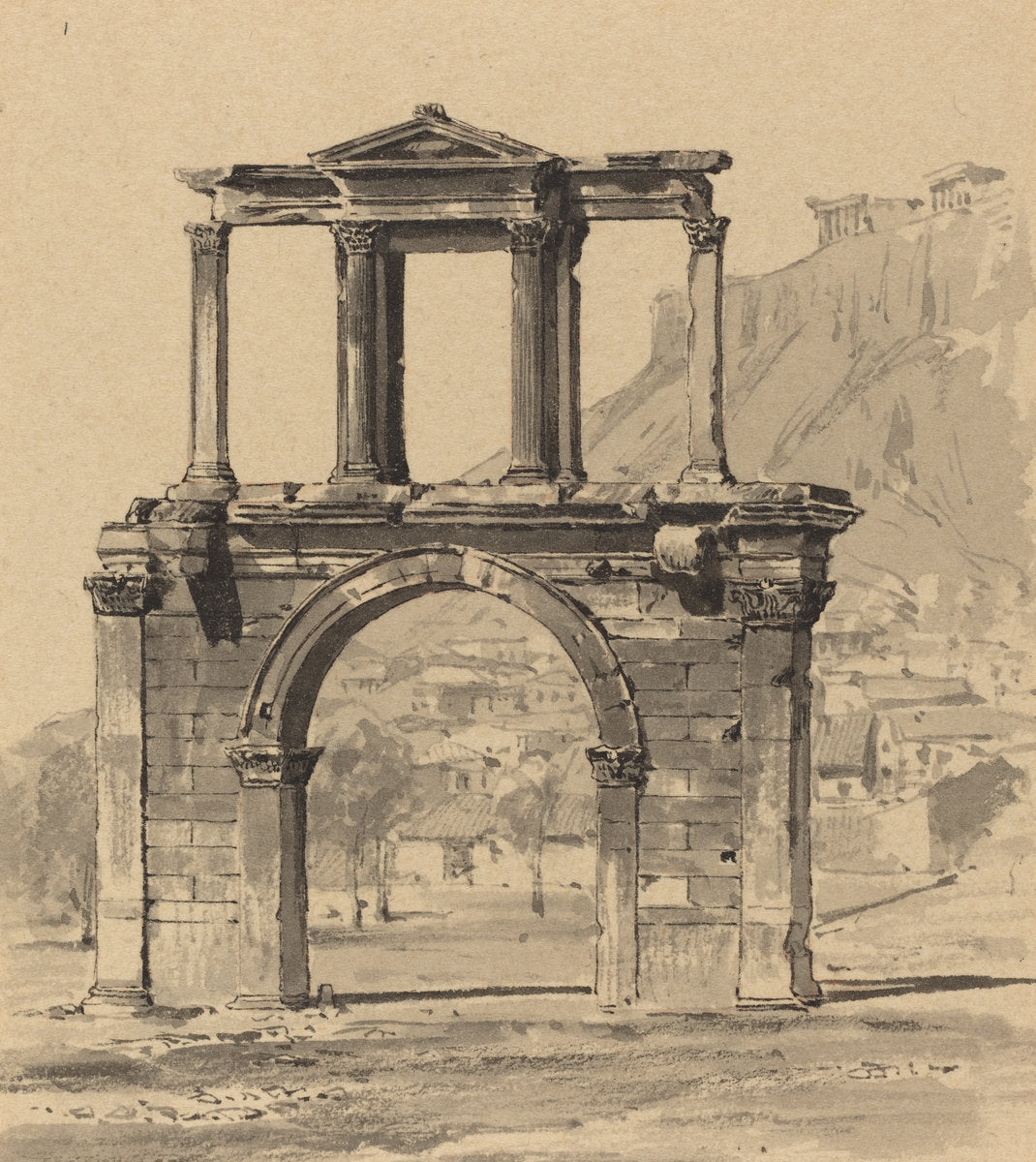 Hadrian's Arch by Themistocles von Eckenbrecher (German, 1842 - 1921), 16X12"(A3)Poster Print