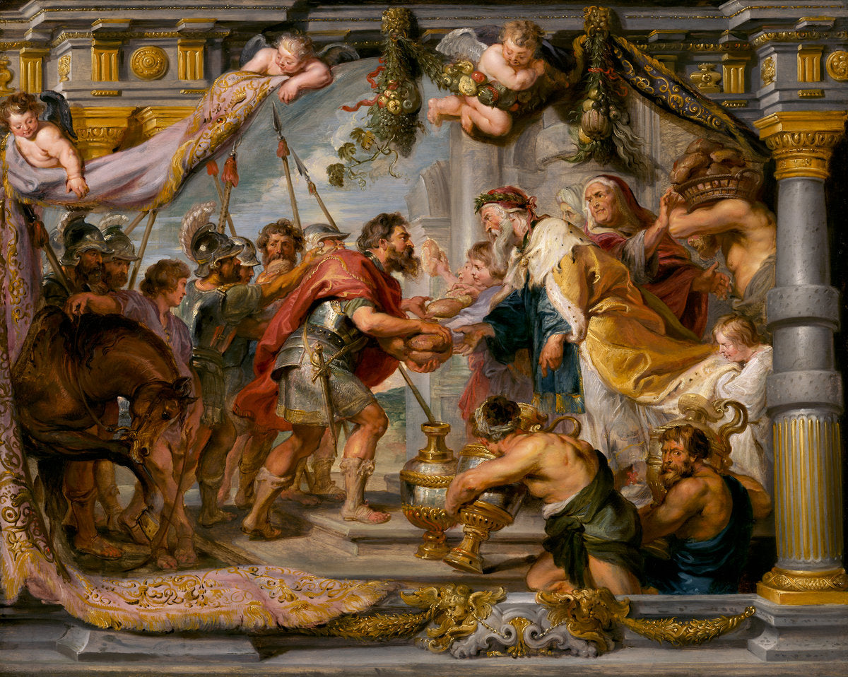 The Meeting of Abraham and Melchizedek by Sir Peter Paul Rubens (Flemish, 1577 - 1640), 16X12"(A3)Poster Print