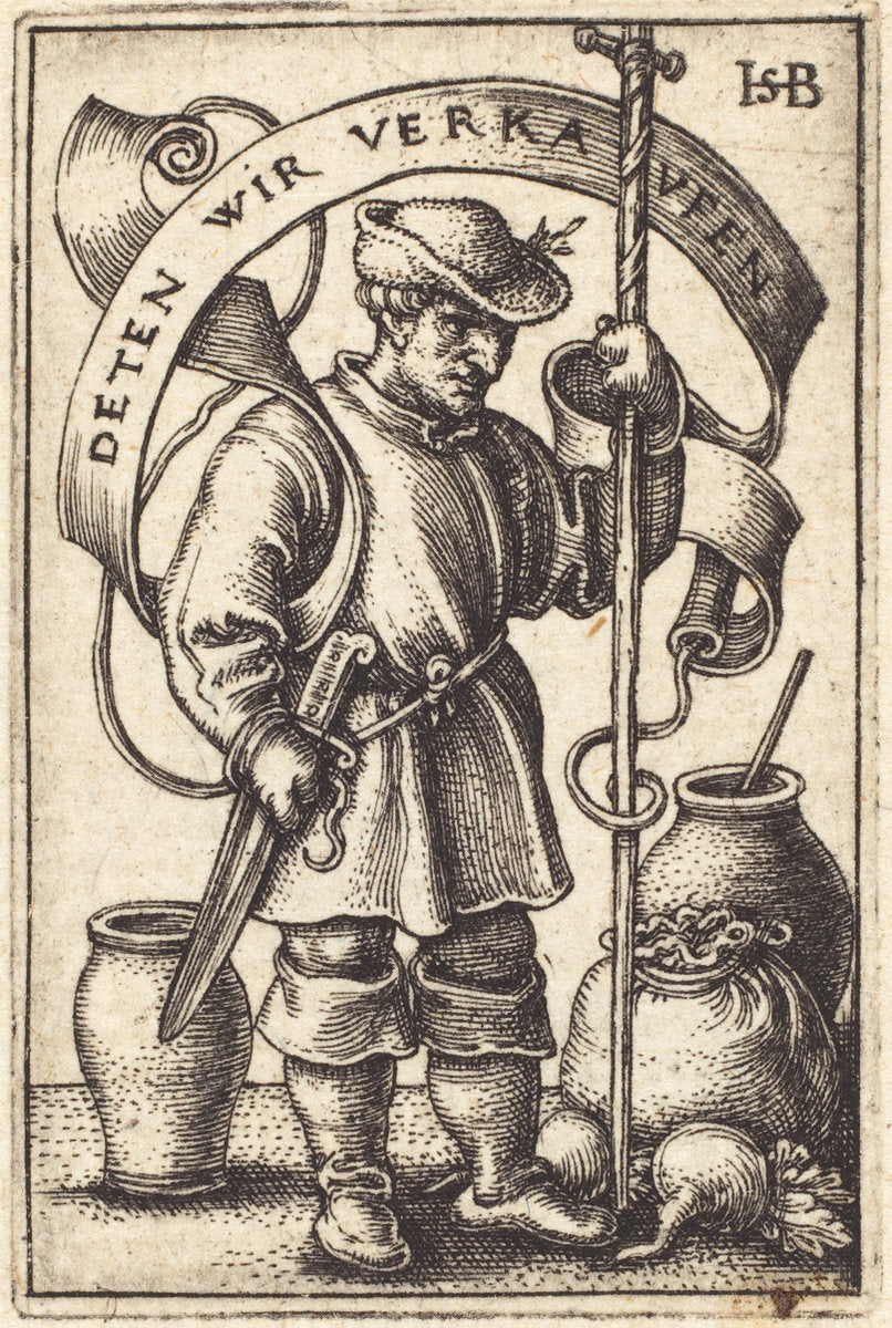 Peasant at Market [left] by Sebald Beham (German, 1500 - 1550), 16X12"(A3)Poster Print