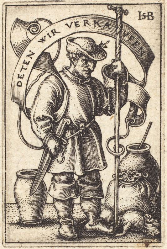 Peasant at Market [left] by Sebald Beham (German, 1500 - 1550), 16X12"(A3)Poster Print