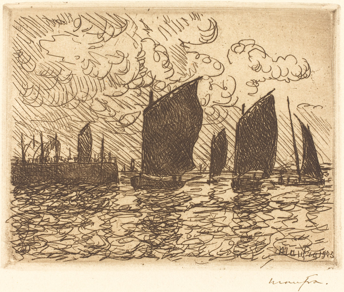 Return of the Boats by Maxime Maufra (French, 1861 - 1918), 16X12"(A3)Poster Print
