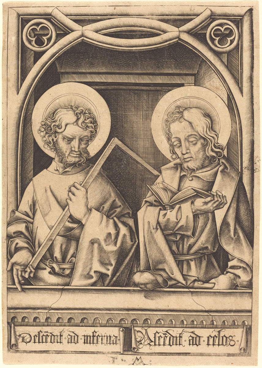 Saints Thomas and James the Less by Israhel van Meckenem (German, c. 1445 - 1503), 16X12"(A3)Poster Print