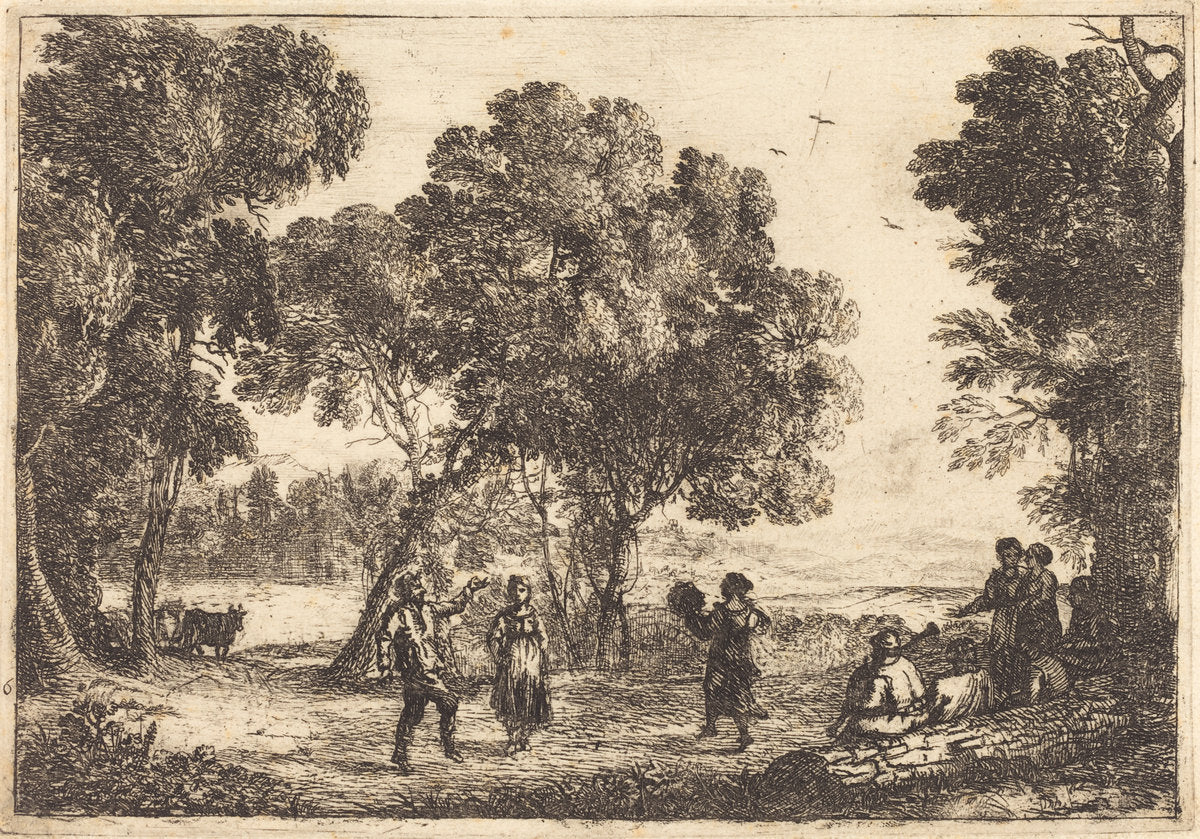 Dance Under the Trees by Claude Lorrain (French, 1604/1605 - 1682), 16X12"(A3)Poster Print