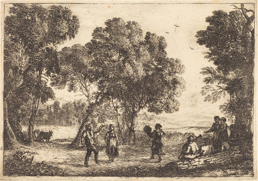 Dance Under the Trees by Claude Lorrain (French, 1604/1605 - 1682), 16X12"(A3)Poster Print