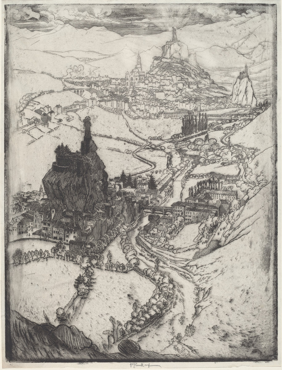 Le Puy by Joseph Pennell (American, 1857 - 1926), 16X12"(A3)Poster Print