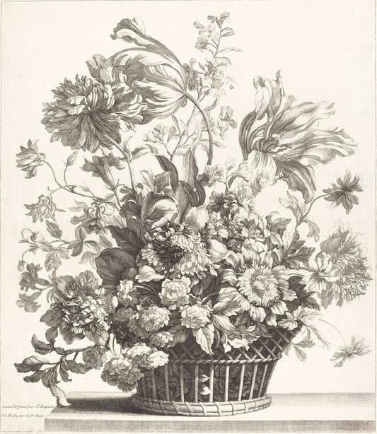 A Basket of Spring Flowers by Jean-Baptiste Monnoyer (French, 1636 - 1699), 16X12"(A3)Poster Print