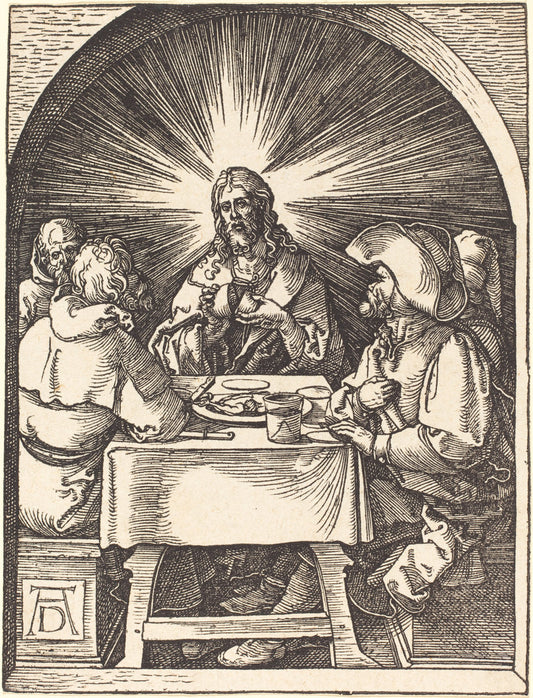 Christ in Emmaus by Albrecht Dürer (German, 1471 - 1528), 16X12"(A3)Poster Print