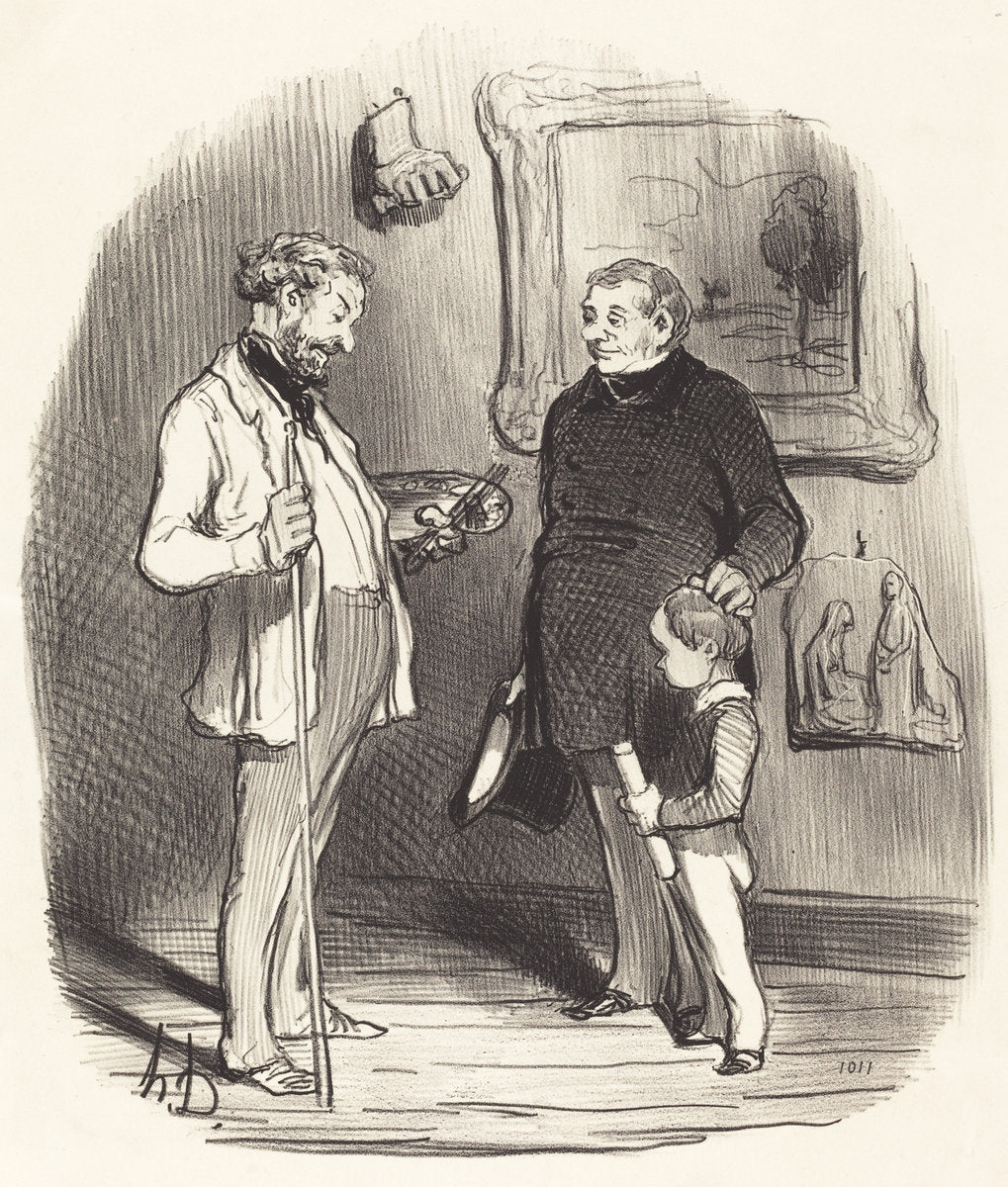 V'la mon petit... s'il n'a pas assez de moyens... by Honoré Daumier (French, 1808 - 1879), 16X12"(A3)Poster Print