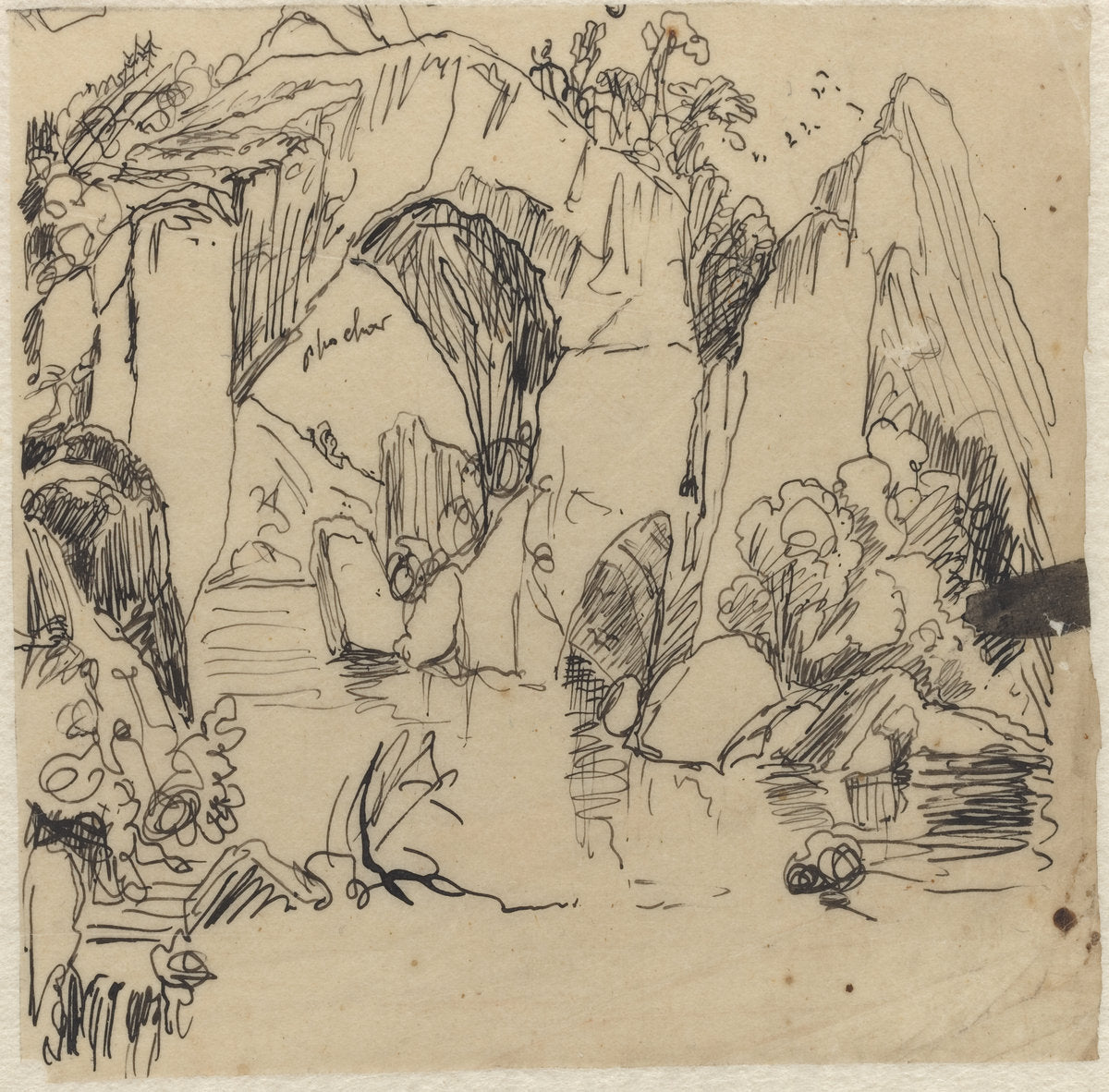 Landscape by Rodolphe Bresdin (French, 1822 - 1885), 16X12"(A3)Poster Print