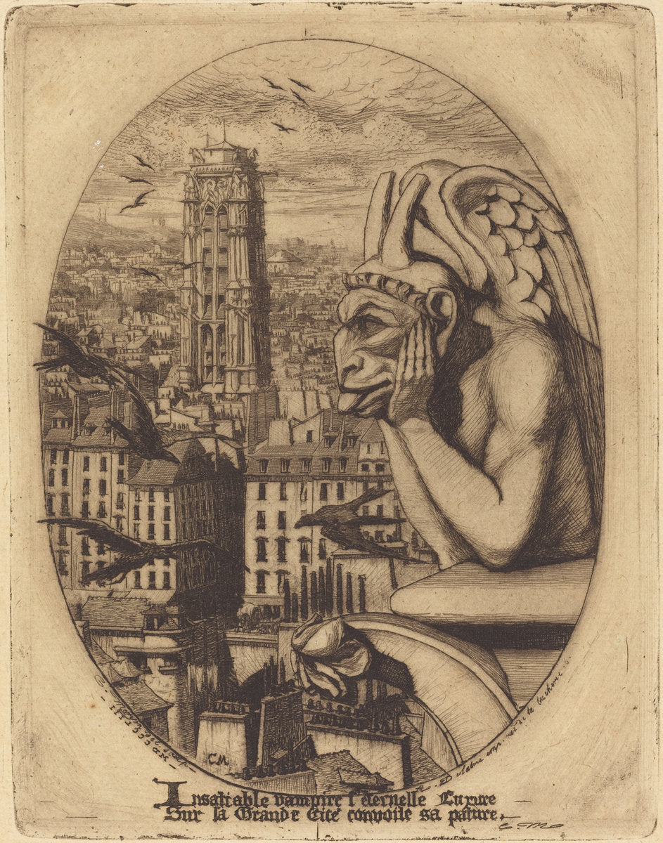 Le stryge (The Vampire) by Charles Meryon (French, 1821 - 1868), 16X12"(A3)Poster Print