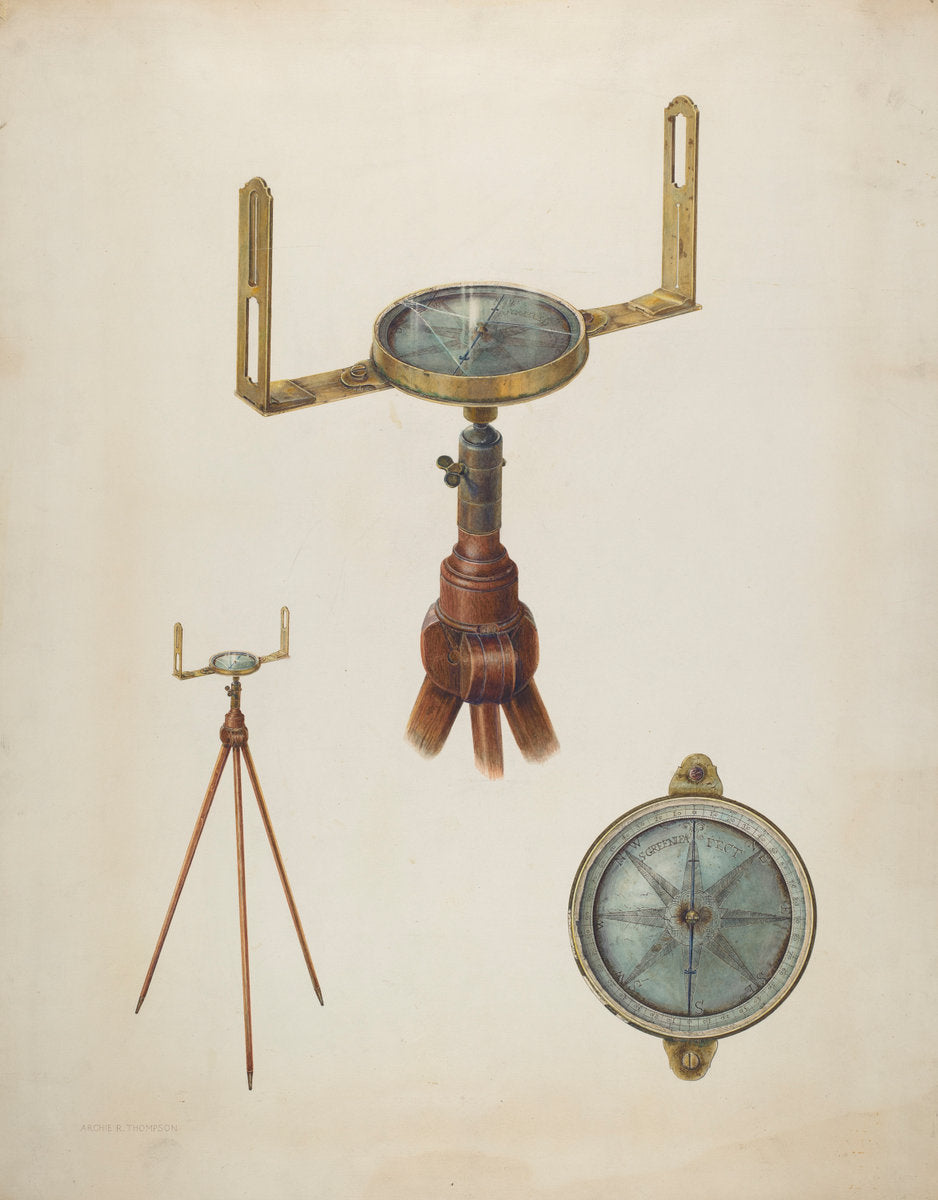 Surveyor's Compass by Archie Thompson (American, active c. 1935), 16X12"(A3)Poster Print