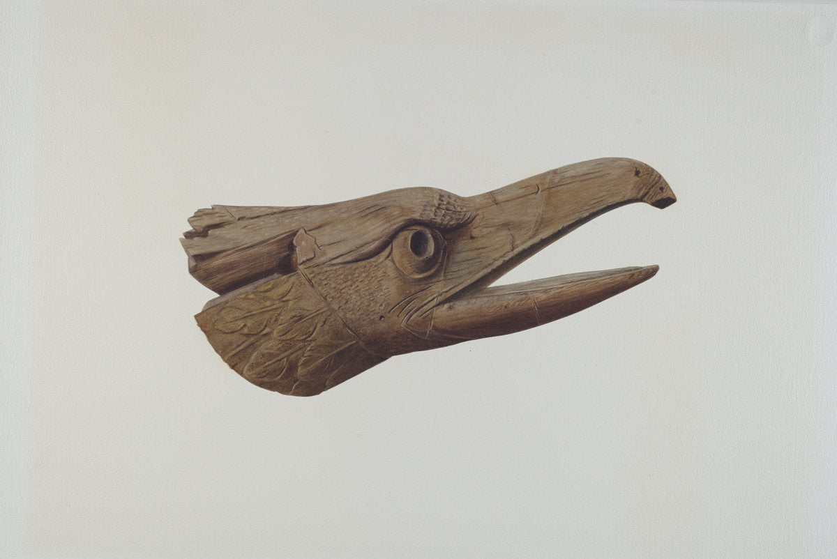 Carved Eagle Head by Lucille Chabot (American, born 1908), 16X12"(A3)Poster Print
