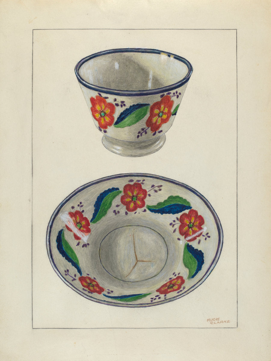 Cup and Saucer by Hugh Clarke (American, active c. 1935), 16X12"(A3)Poster Print