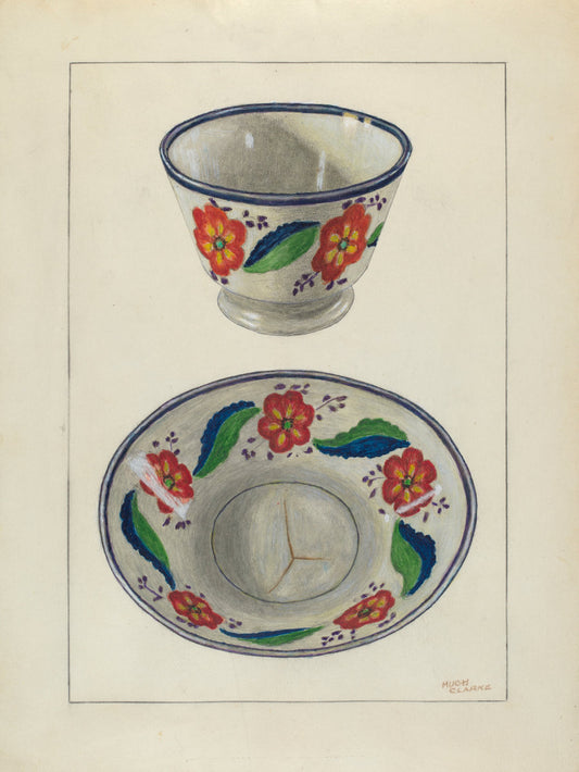 Cup and Saucer by Hugh Clarke (American, active c. 1935), 16X12"(A3)Poster Print