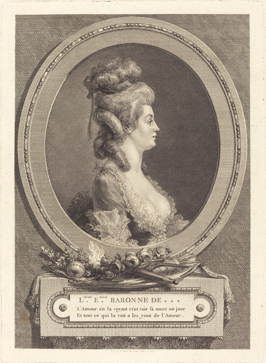 Louise Emilie Baronne de *** by Augustin de Saint-Aubin (French, 1736 - 1807), 16X12"(A3)Poster Print