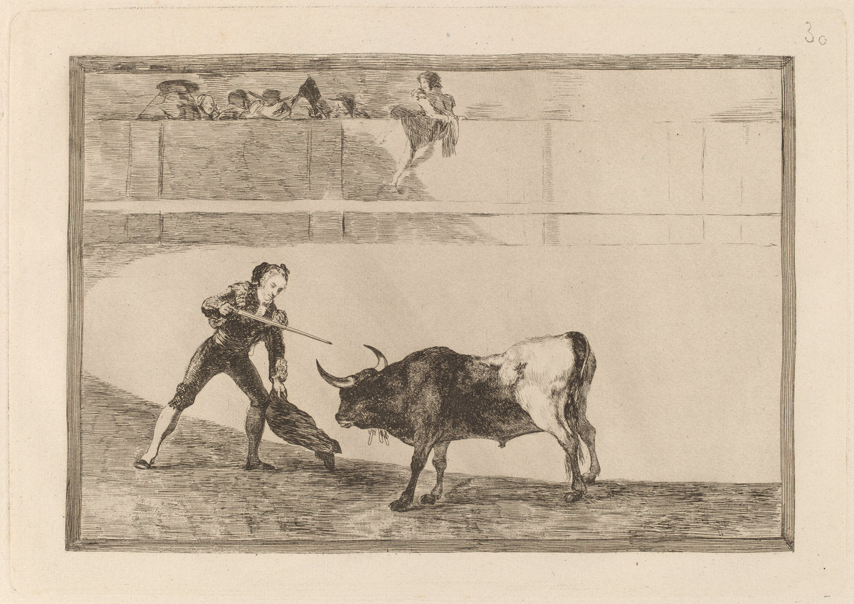 Pedro Romero matando a toro parado (Pedro Romero Killing the Halted Bull) by Francisco de Goya (Spanish, 1746 - 1828), 16X12"(A3)Poster Print