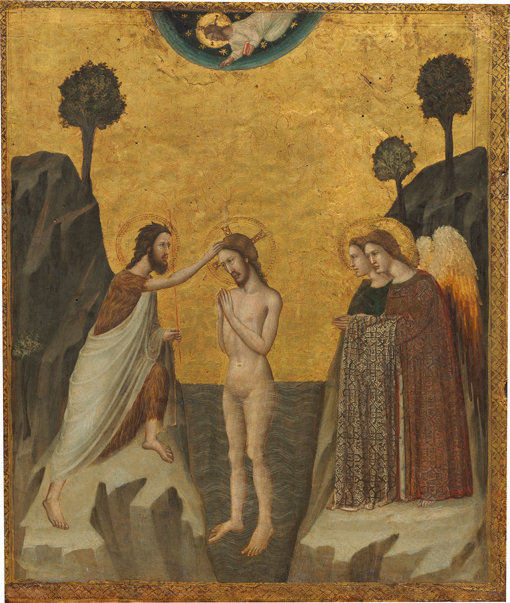 The Baptism of Christ by Giovanni Baronzio (Italian, active c. 1320 - 1350), 16X12"(A3)Poster Print