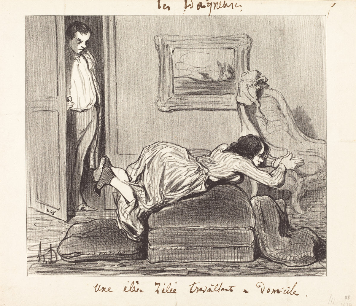 Une élè...zélée travaillant a domicile by Honoré Daumier (French, 1808 - 1879), 16X12"(A3)Poster Print
