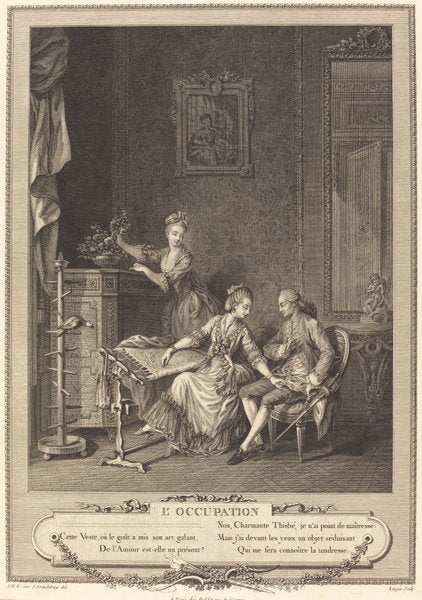 L'occupation by Charles Louis Lingée after Sigmund Freudenberger (French, 1748 - 1819), 16X12"(A3)Poster Print