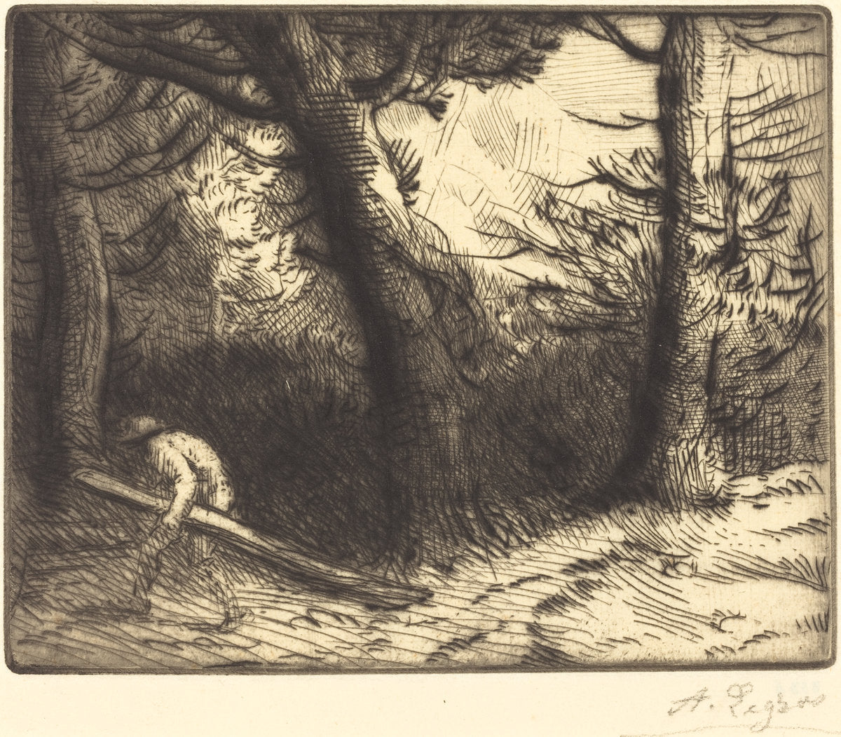 Edge of a Forest in Bourgogne (Un coin de foret en Bourgogne) by Alphonse Legros (French, 1837 - 1911), 16X12"(A3)Poster Print