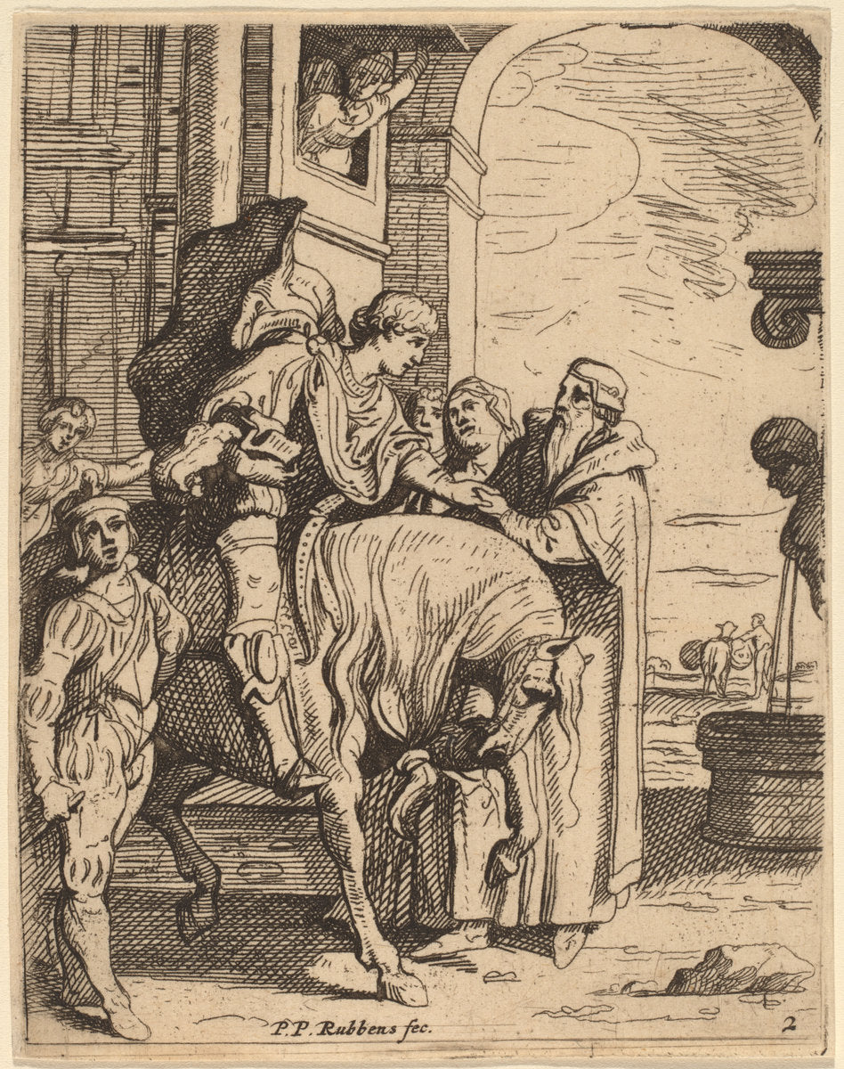 The Prodigal Son Bids Farewell to His Father by Theodoor van Thulden after Sir Peter Paul Rubens (Flemish, 1606 - 1669), 16X12"(A3)Poster Print