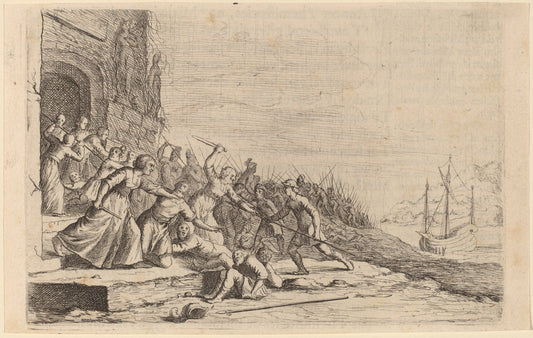 The Followers of Solon Defending the Temple of Venus by Willem Basse (Dutch, 1613 or 1614 - 1672), 16X12"(A3)Poster Print