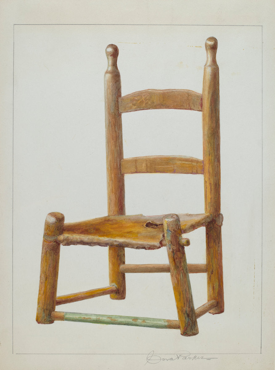 Child's chair by Cora Parker (American, active c. 1935), 16X12"(A3)Poster Print