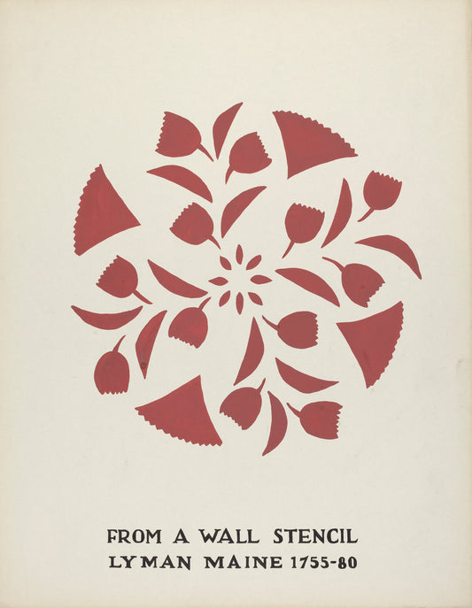 Design from Lyman, Maine 1755-1780: From Proposed Portfolio "Maine Wall Stencils" by Mildred E. Bent (American, active c. 1935), 16X12"(A3)Poster Print