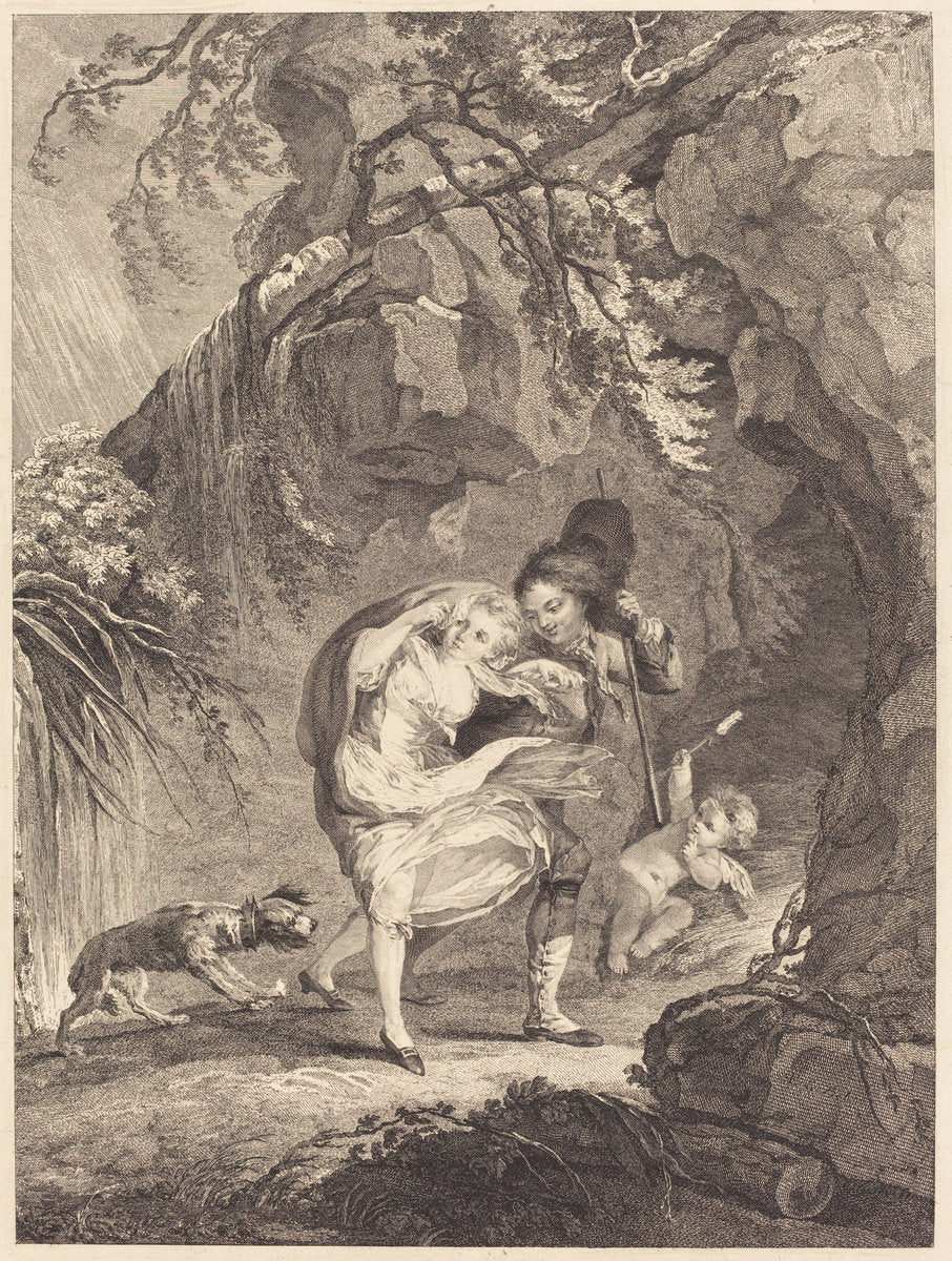 Le coup de vent (The Gust of Wind) by Abraham Girardet after Antoine Lebel (French, 1764 - 1823), 16X12"(A3)Poster Print