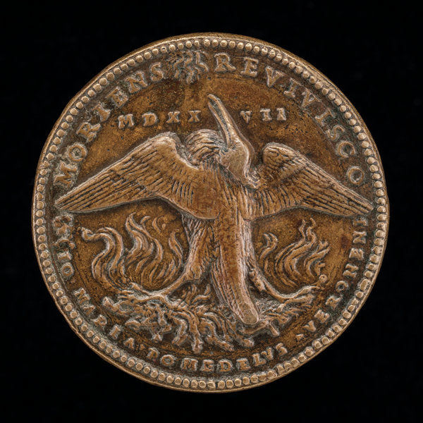 Phoenix on a Pyre Gazing at the Sun [reverse] by Giovanni Maria Pomedelli (Italian, 1478/1479 - 1537), 16X12"(A3)Poster Print