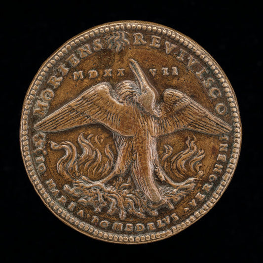 Phoenix on a Pyre Gazing at the Sun [reverse] by Giovanni Maria Pomedelli (Italian, 1478/1479 - 1537), 16X12"(A3)Poster Print