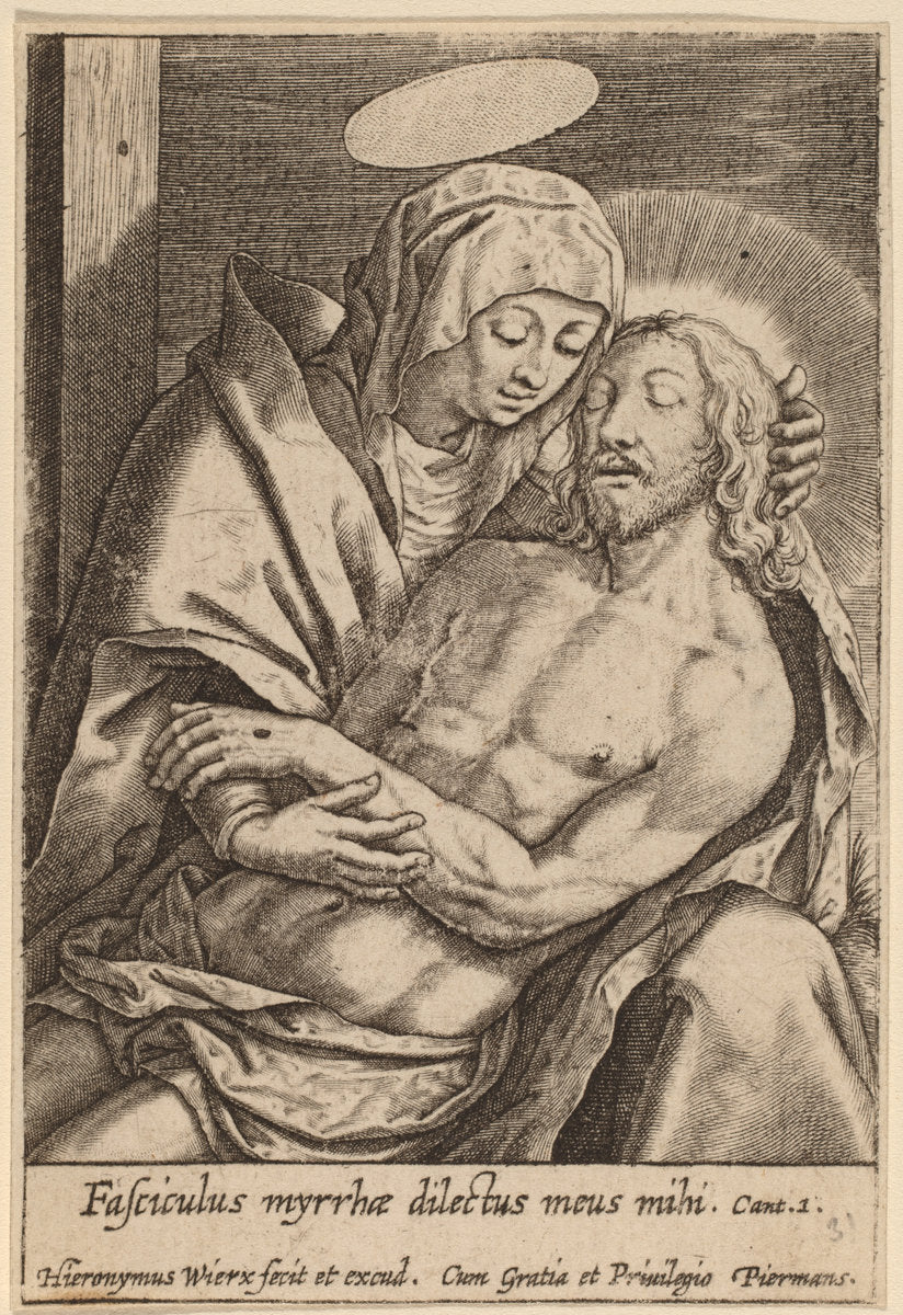 Fasciculus myrrhae dilectus meus mihi by Hieronymus Wierix (Flemish, c. 1553 - 1619), 16X12"(A3)Poster Print