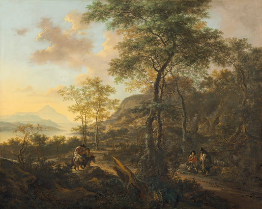 An Italianate Evening Landscape by Jan Both (Dutch, 1615/1618 - 1652), 16X12"(A3)Poster Print