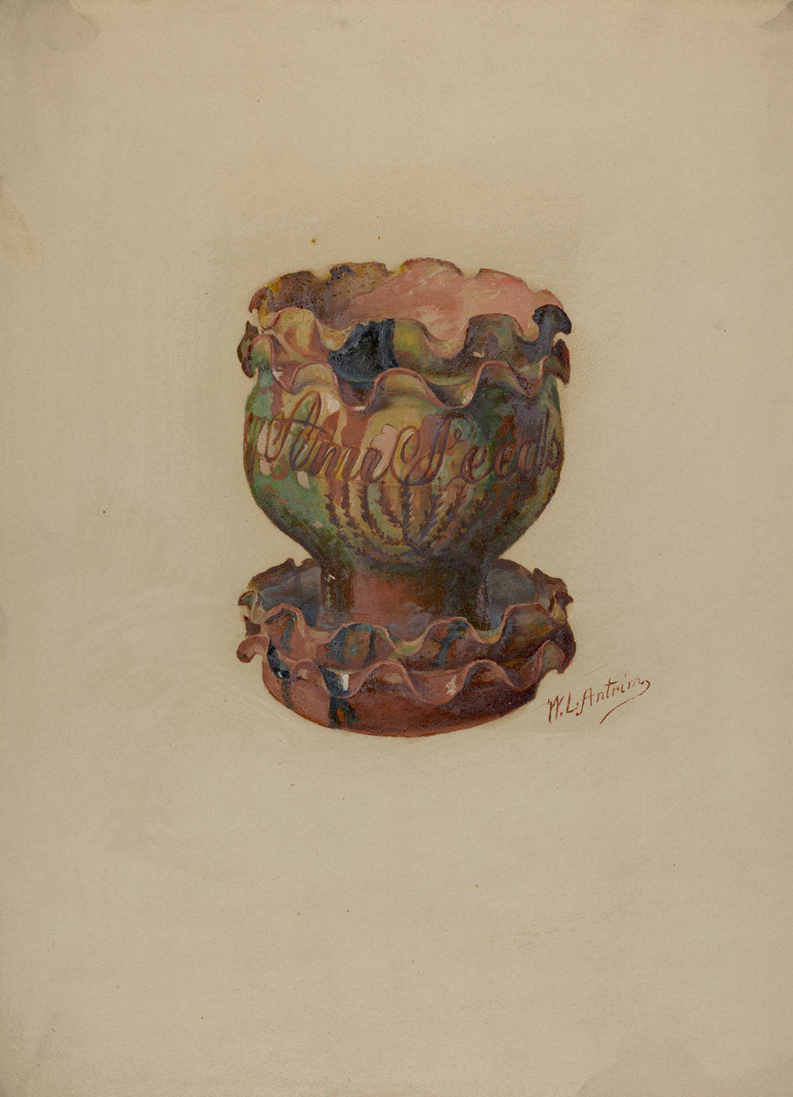 Pa. German Flower Pot and Tray by William L. Antrim (American, active c. 1935), 16X12"(A3)Poster Print