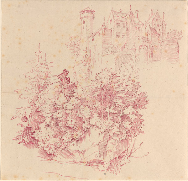 Fortified Castle on a High Cliff by Moritz von Schwind (Austrian, 1804 - 1871), 16X12"(A3)Poster Print