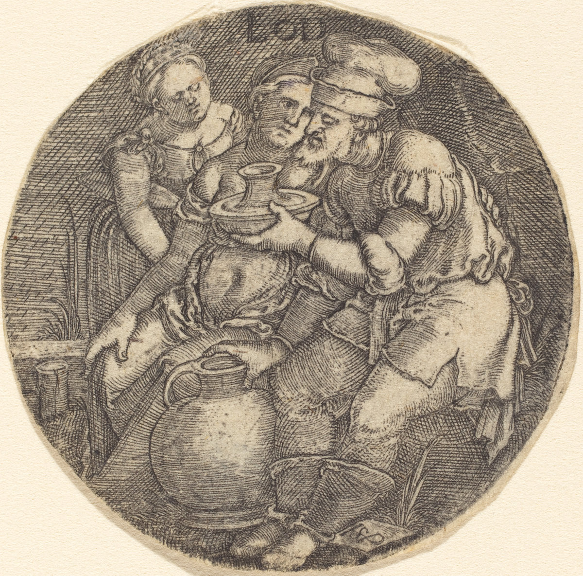 Lot and His Daughters by Sebald Beham (German, 1500 - 1550), 16X12"(A3)Poster Print