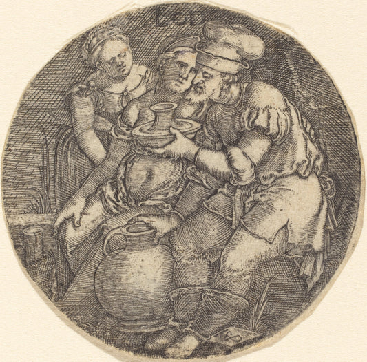 Lot and His Daughters by Sebald Beham (German, 1500 - 1550), 16X12"(A3)Poster Print