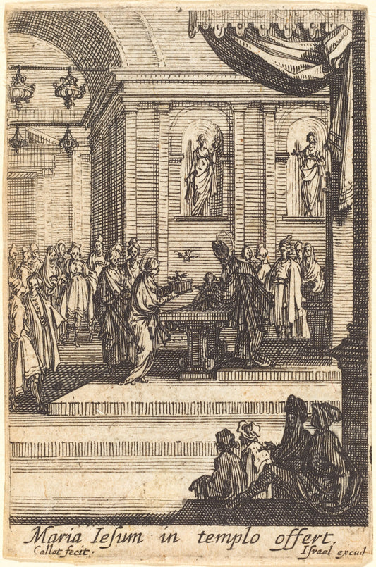 The Virgin Presents Jesus at the Temple by Jacques Callot (French, 1592 - 1635), 16X12"(A3)Poster Print