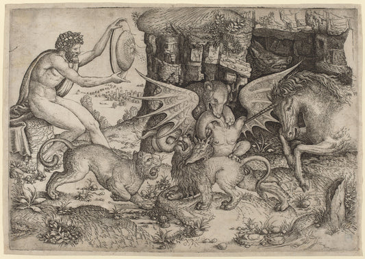 Allegorical Theme: Combat of Animals by Master of the Beheading of St. John the Baptist (Italian, active first quarter 16th century), 16X12"(A3)Poster Print