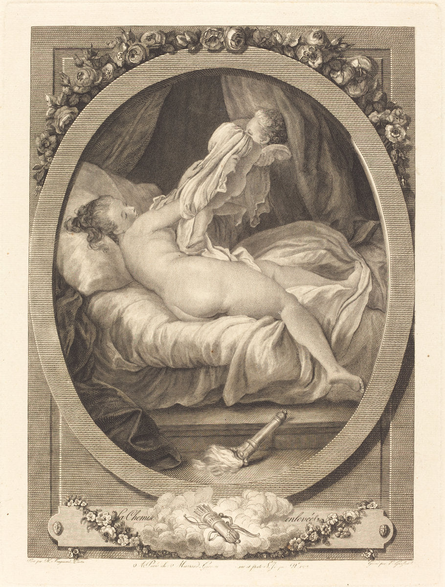 La chemise enlevee by E. Guersant after Jean-Honoré Fragonard (French, active 18th century), 16X12"(A3)Poster Print