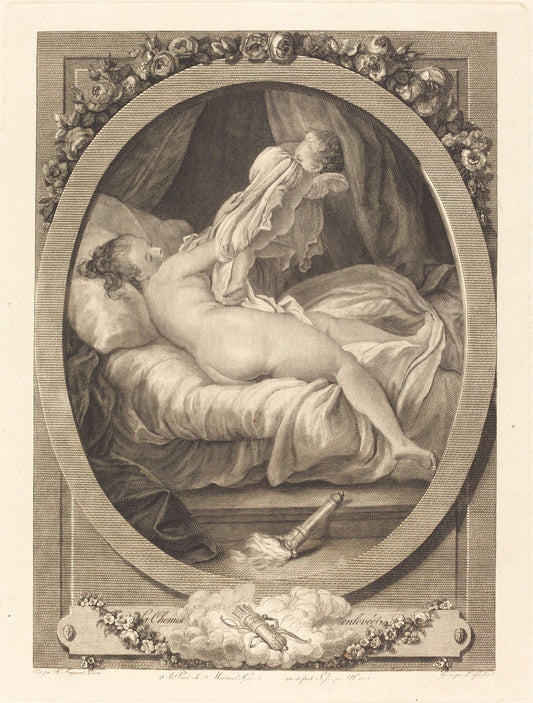 La chemise enlevee by E. Guersant after Jean-Honoré Fragonard (French, active 18th century), 16X12"(A3)Poster Print