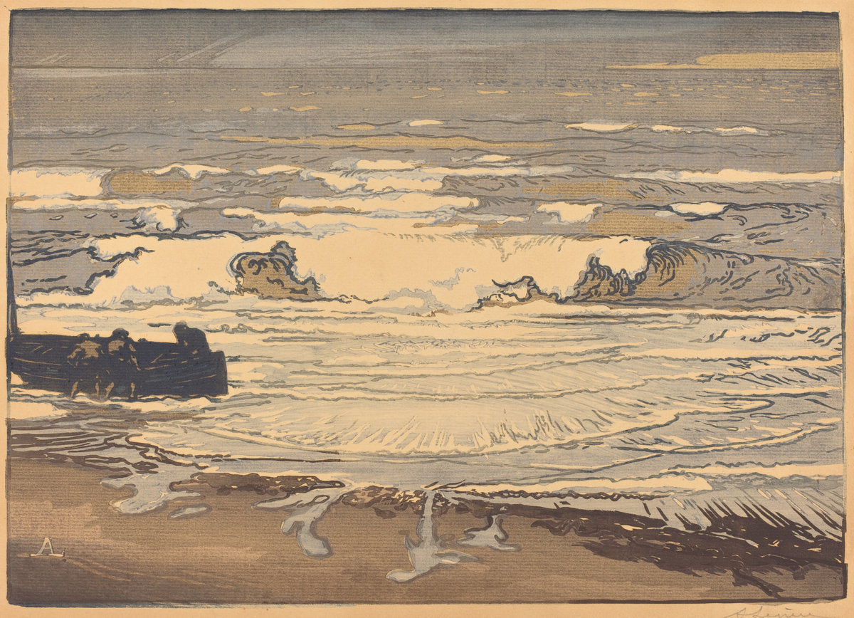 Unfurled Waves, Flood of September 1901 (Les lames deferlent,maree de Septembre 1901) by Auguste Lepère (French, 1849 - 1918), 16X12"(A3)Poster Print
