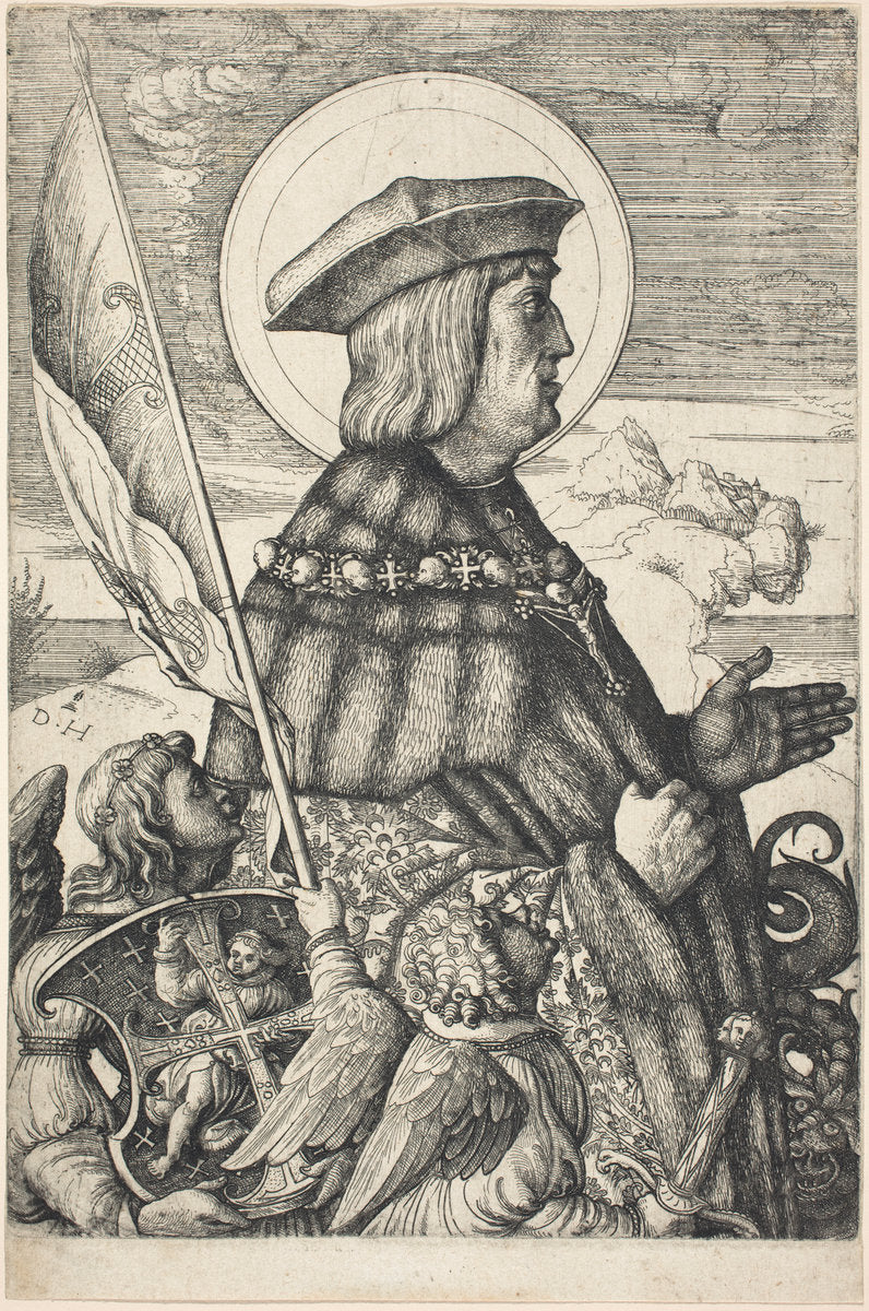 Emperor Maximilian I in the Guise of Saint George by Daniel Hopfer (German, c. 1470 - 1536), 16X12"(A3)Poster Print