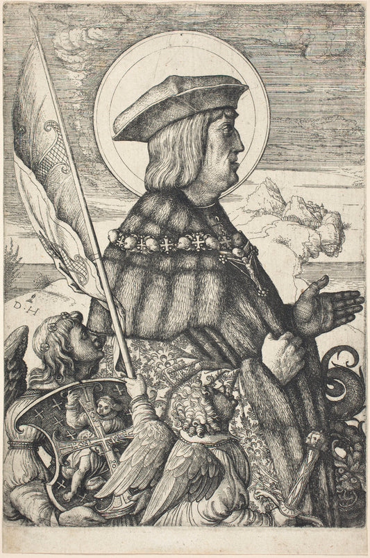 Emperor Maximilian I in the Guise of Saint George by Daniel Hopfer (German, c. 1470 - 1536), 16X12"(A3)Poster Print