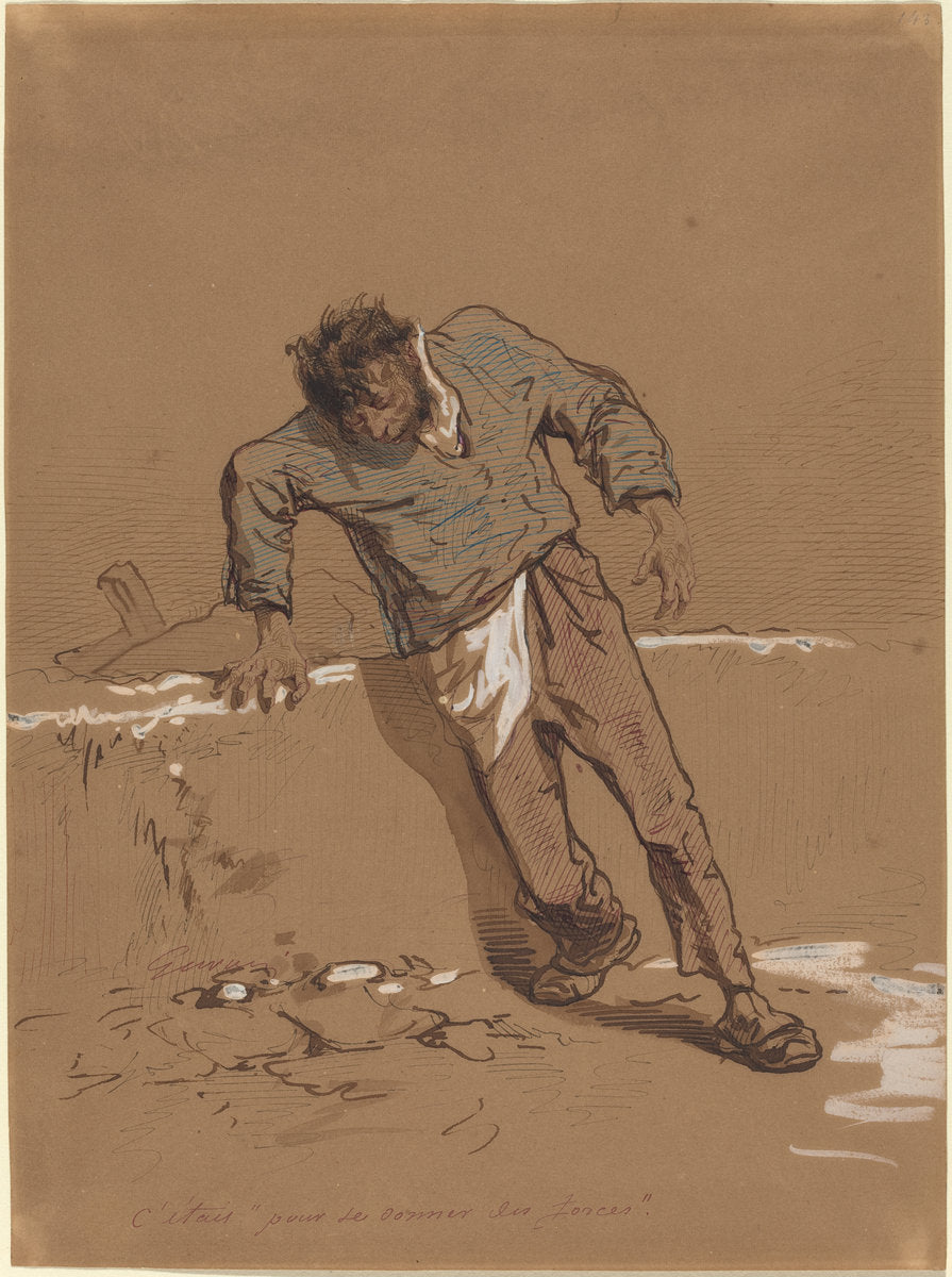 C'etais "pour se donner des forces" by Paul Gavarni (French, 1804 - 1866), 16X12"(A3)Poster Print